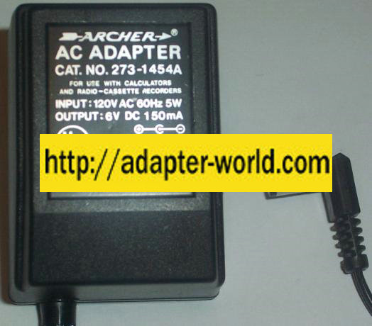 ARCHER 273-1454A AC DC ADAPTER 6V 150MA POWER SUPPLY